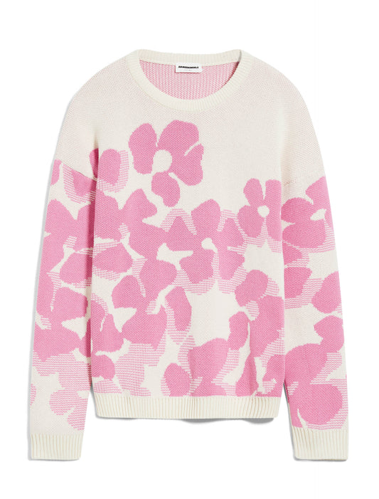 Armedangels - Knitwear Olessyaa Aqua Floral - Oatmilk / Raspberry Pink