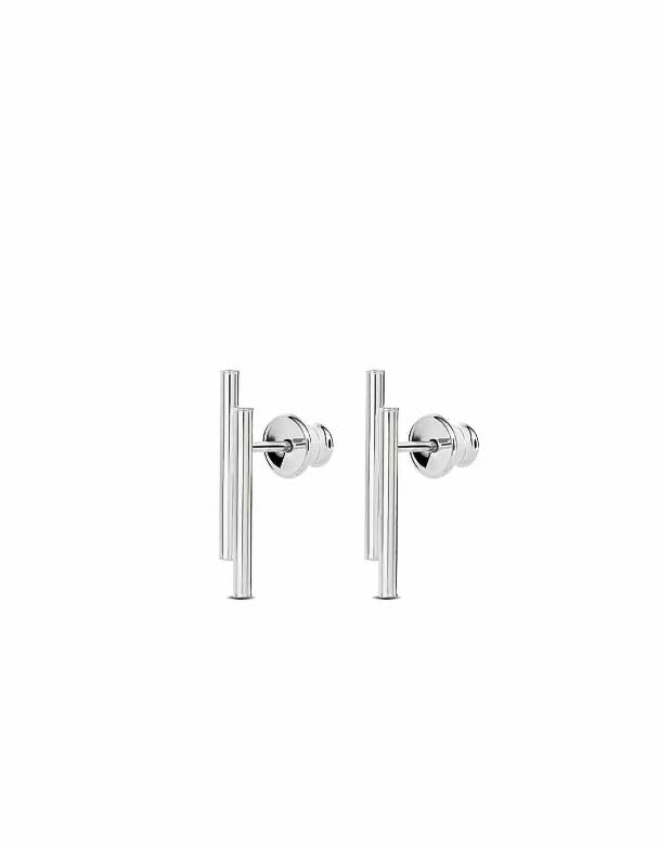 Double Pipe Earrings - Silver