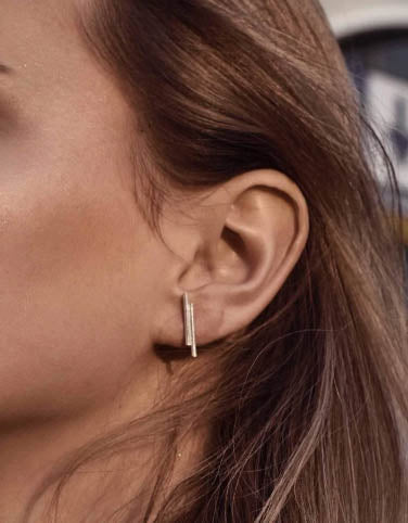 Double Pipe Earrings - Silver